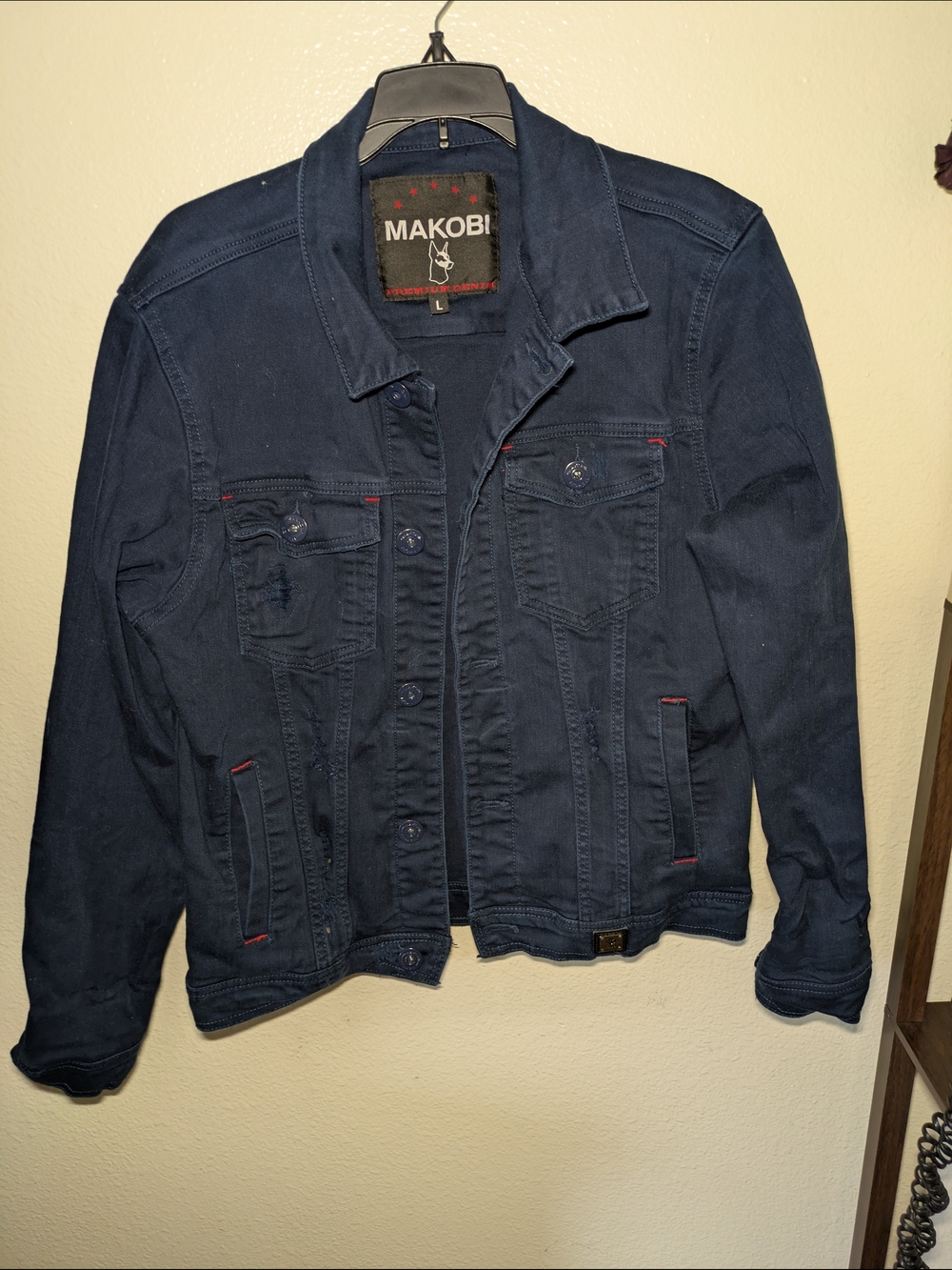 Makobi Men's Dark Blue Denim Shirt Jacket